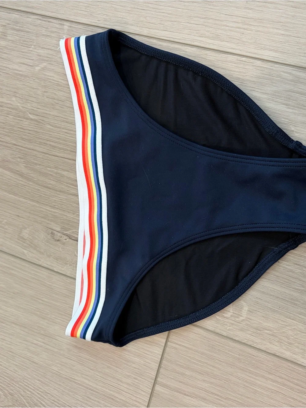 Girls' Navy with StripeTrim Two-Piece Swim Suit